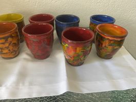 Steingut wunderschöne Hand Made Trinkgläser 8stk.