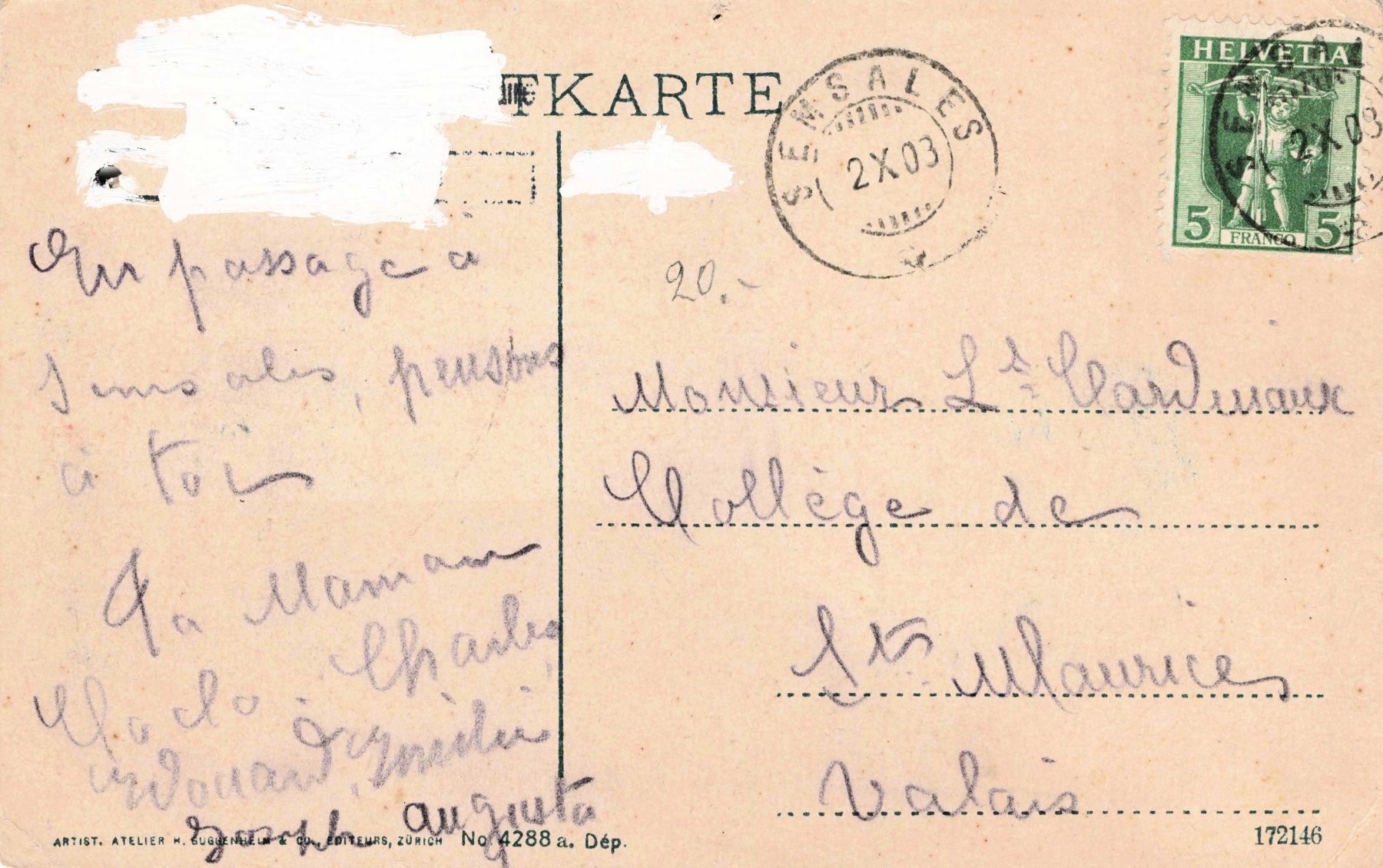 Cartoline postali: Semsales – Usato da Biasca venduto da Blenio71 1