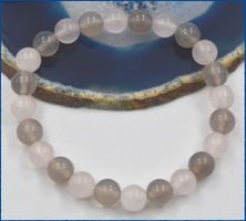 ♛ Rosenquarz / Achat Stretch Armband 08/ 19cm