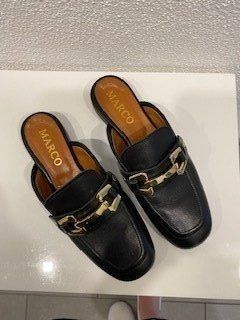 Damenschuhe: Mules Schuhe Schwarz Gold Marco IT – Gebraucht aus Zürich von esk_6ymz 1