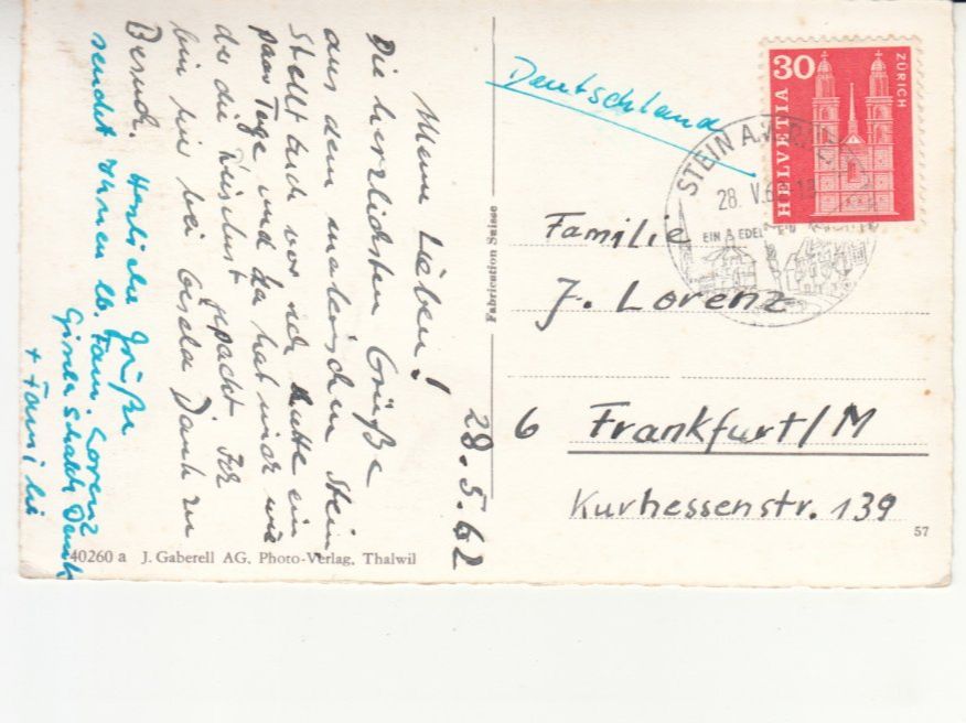 Cartoline postali: Stein am Rhein 1962 – Usato da Bürglen TG venduto da StampGraf 1