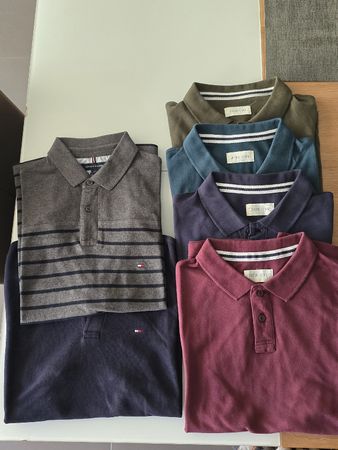 Lot de 5 polos d'été homme, marques diverses, excellent état