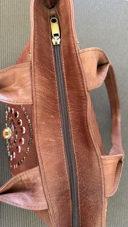 Sac en cuir marron «Authentic Moroccan Leather Craft»