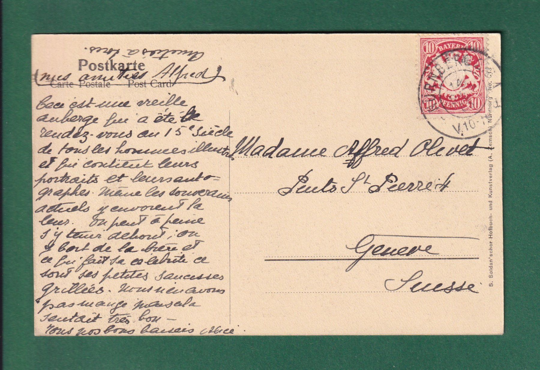 Cartes postales: NÜRNBERG - Bratwurstglöcklein - 1906 – D'occasion à Pully par nicecards-shop 1