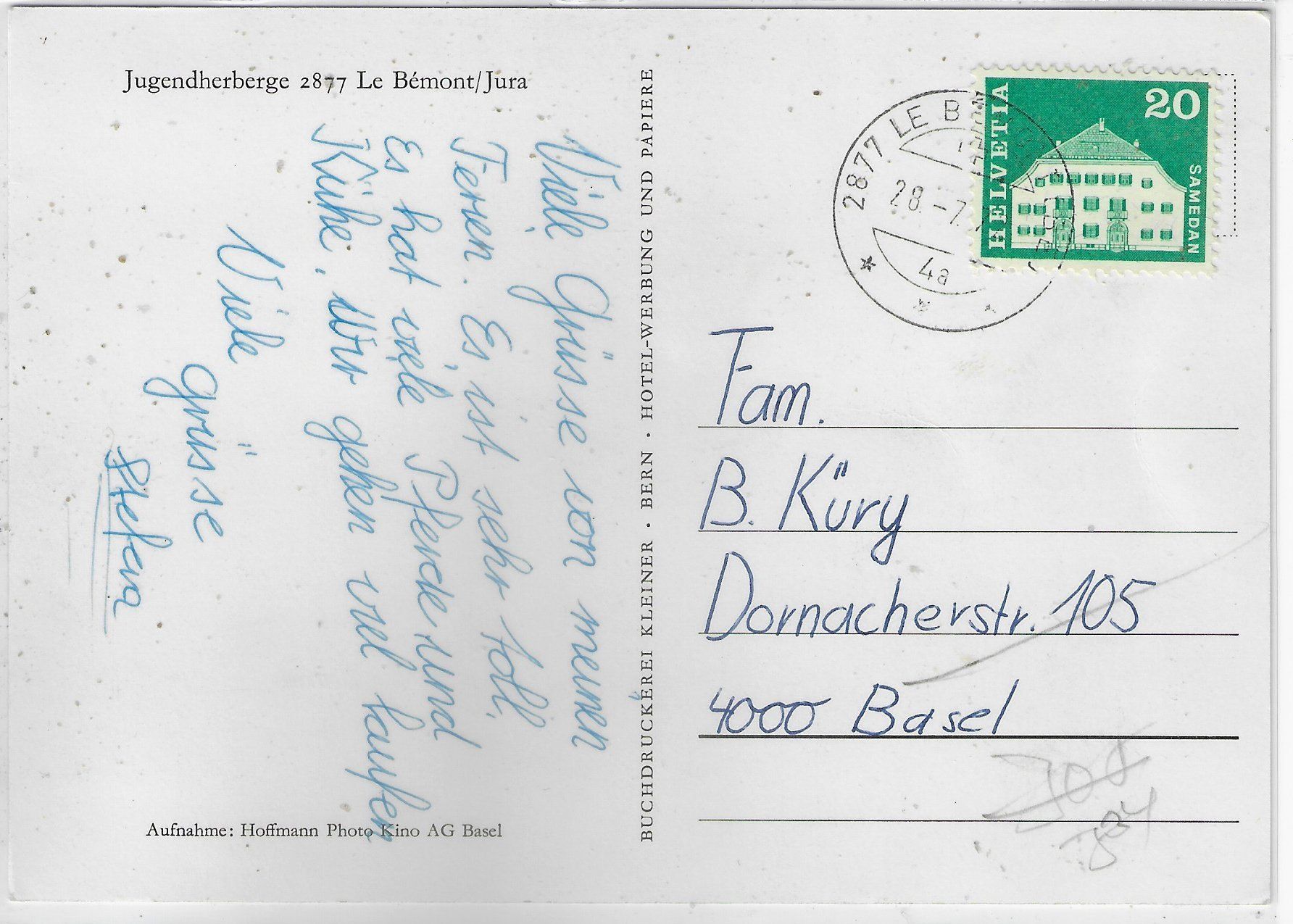Ansichtskarten: Jugendherberge - Le Bemont Jura – Gebraucht aus Ettingen von Kartenplanet 1