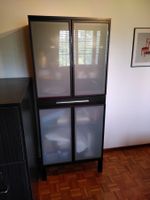 Vitrine Schrank schwarz matt Glastüren Schublade guter Zu...