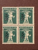 Bloc de 4 timbres Helvetia 5c gomme d'origine neuf