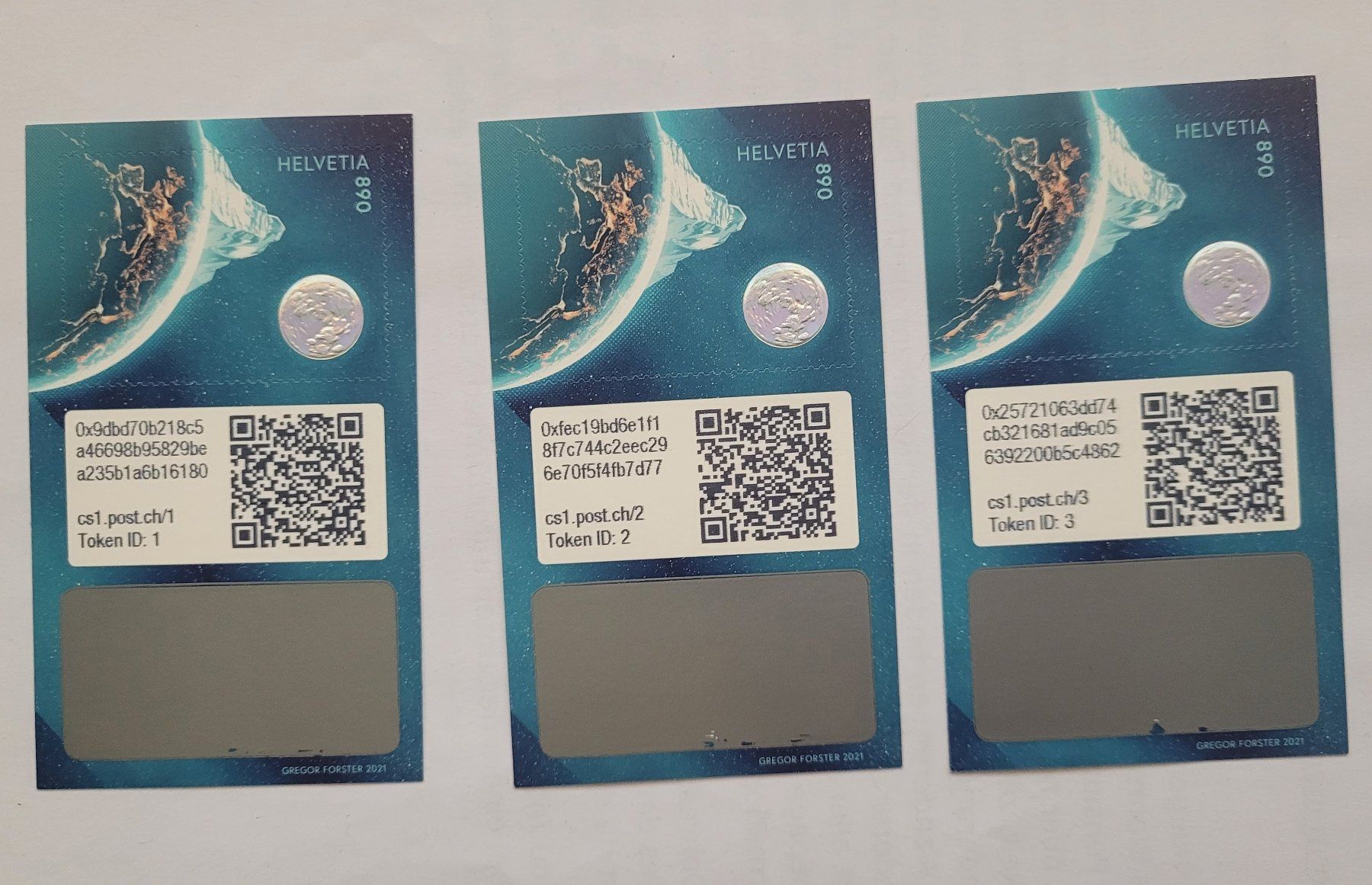 Tutti i francobolli: Swiss Crypto Stamp 1.0, Set ID1 + ID2 + ID3 – Nuovo (secondo la descrizione) da WOLLERAU venduto da bestcorner 1