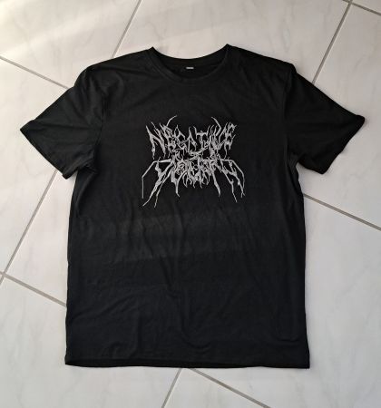 Schwarzes T-Shirt, weiss bedruckt, Grösse L