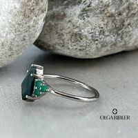 Dendriten Achat Silber Ring 925 mit Grösse 52