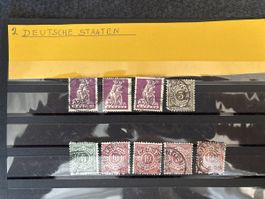 Timbres allemands anciens, lot variés, 9 pièces