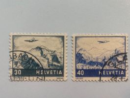 1948, Farbänderung der Landschaftsbilder F43-F44, gestempelt