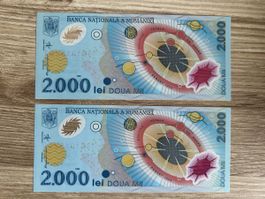 Rumänien 2000 Lei Banknote, Sonnenfinsternis 1999, RAR!