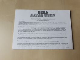 Game Gear Konsole Garantie Dokument