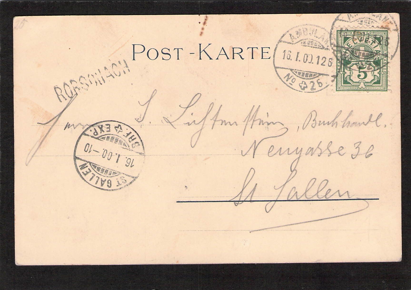 Tutti i francobolli: AK Briefmarkensprache , Stabstempel Rorschach ,gel.16.l.1900 – Usato da Reichenburg venduto da Pipo-67 1