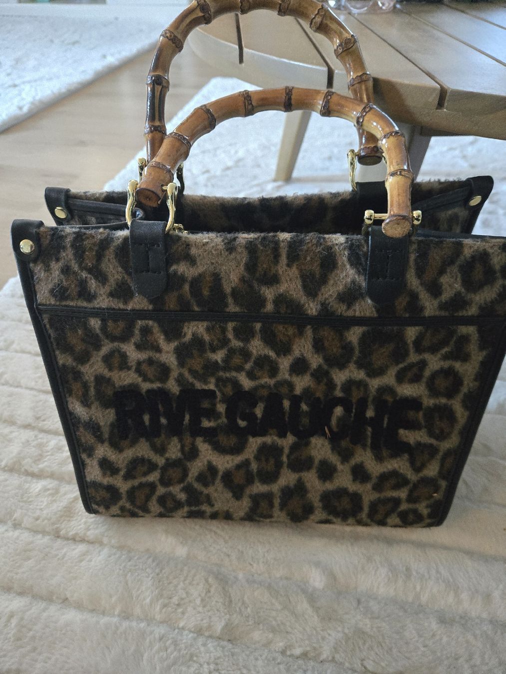 Taschen für Damen: Edle Rive Gauche Tasche mit Leopardenmuster & Bambusgriff – Gebraucht aus Werthenstein von Icebaby13