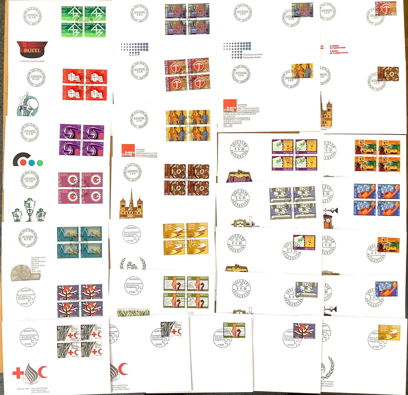 Alle Briefmarken: 1980 - 86 - Div. FDC Kompl.Sätze / Viererblöcke und Einzel – Neu (gemäss Beschreibung) aus Liestal von Skunk02