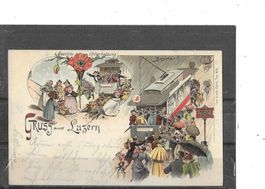 LU Gruss aus Luzern 1899 (Humor-Litho mit elektr,Bahn)