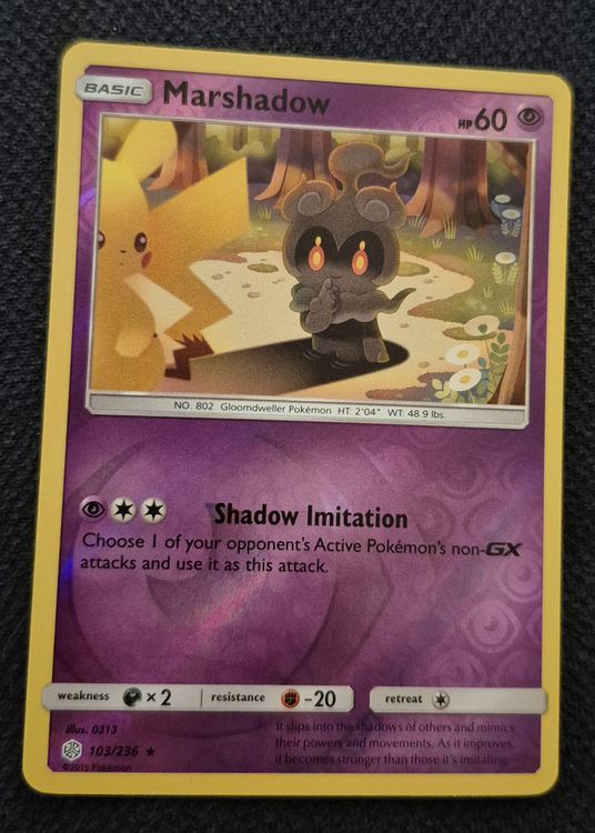 MARSHADOW PIKACHU 103/236 REVERSE SUN & MOON COSMIC ECLIPSE (D'occasion ...