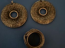 Grosse Ohrringe/Hänger & Ring/Fingerring silberig/schwarz