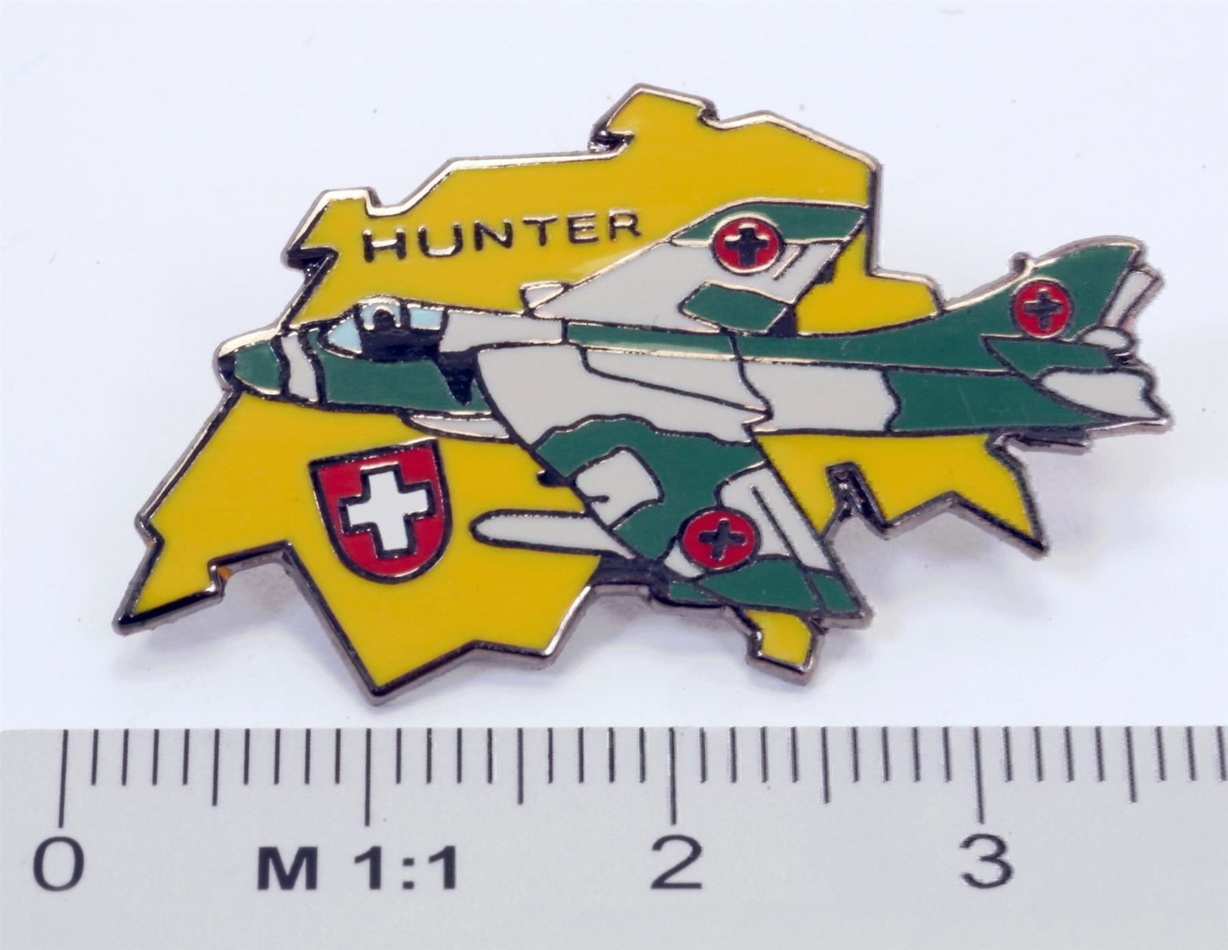 Schweizer Armee Placchette & Badge: Swiss Air Force-Pin Hunter MK58 Rare – Usato da Bassersdorf venduto da Sugo