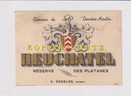 Etikette für Wein - Neuchâtel Réserve des Platanes /bd