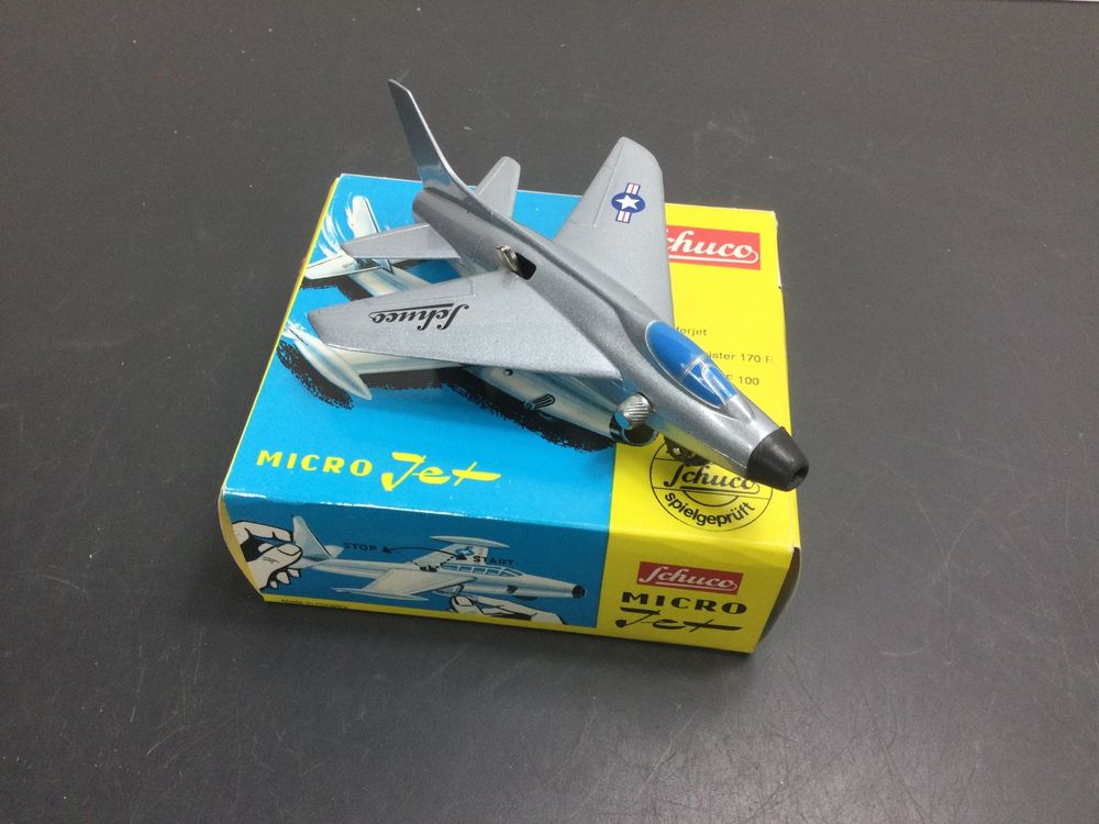 Avion Mécanique Schuco Microjet 1032 – Rare, Tout Métal, Fonctionne, Vintage