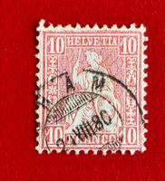 SITZENDE HELVETIA 38 GESGTEMPELT CHAM ZUG 1880