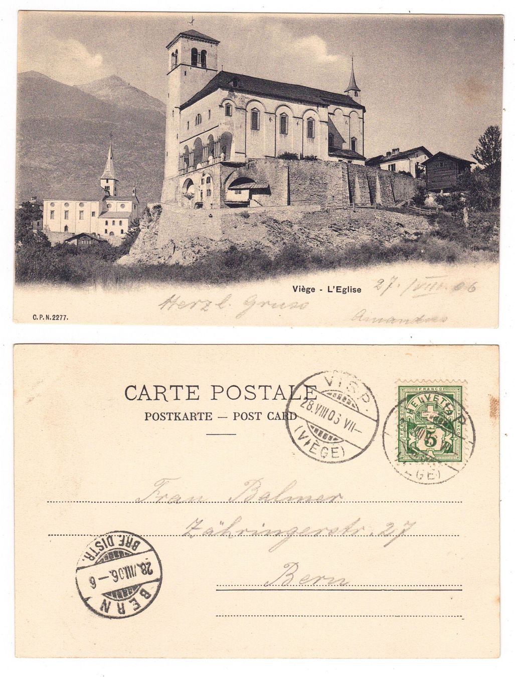 Cartoline postali: Viège, l'église – Usato da La Tour-de-Peilz venduto da amjust