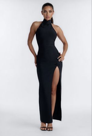The Way Backless Bandage Maxi Dress - Black (Small)