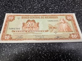 Banknote Nicaragua 20 Cordobas 1978 Serie D 