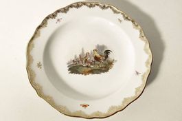 Meissen Zierteller Pozellan Hühner, Federvieh