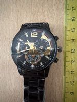 Herren Uhr schwarz goldfarben Chronograph NEU