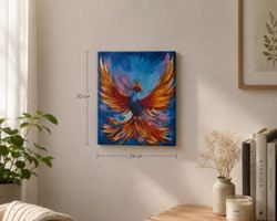 Hangemaltes Acrylbild "Phönix" 30x24 Leinwand dünn