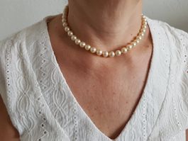 Kette Akoya Perlen, Vintage, Verschluss Silber 925, L- 42 cm