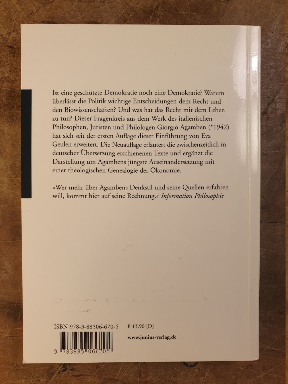 Libri: Zur Einführung - Giorgio Agamben – Usato da Zürich venduto da loosebone 1
