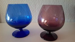 2 Vintage Gläser farbig ,  Cognac oder Brandy  Schwenker