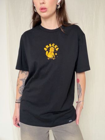 American Socks T-Shirt black size M dog print new