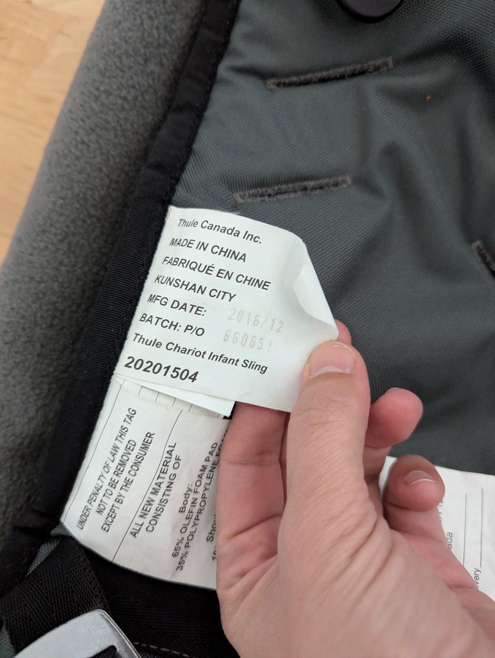 Thule Remorques: Thule Infant Sling Hängematte/Babysitz – D'occasion à Uster par petches 7
