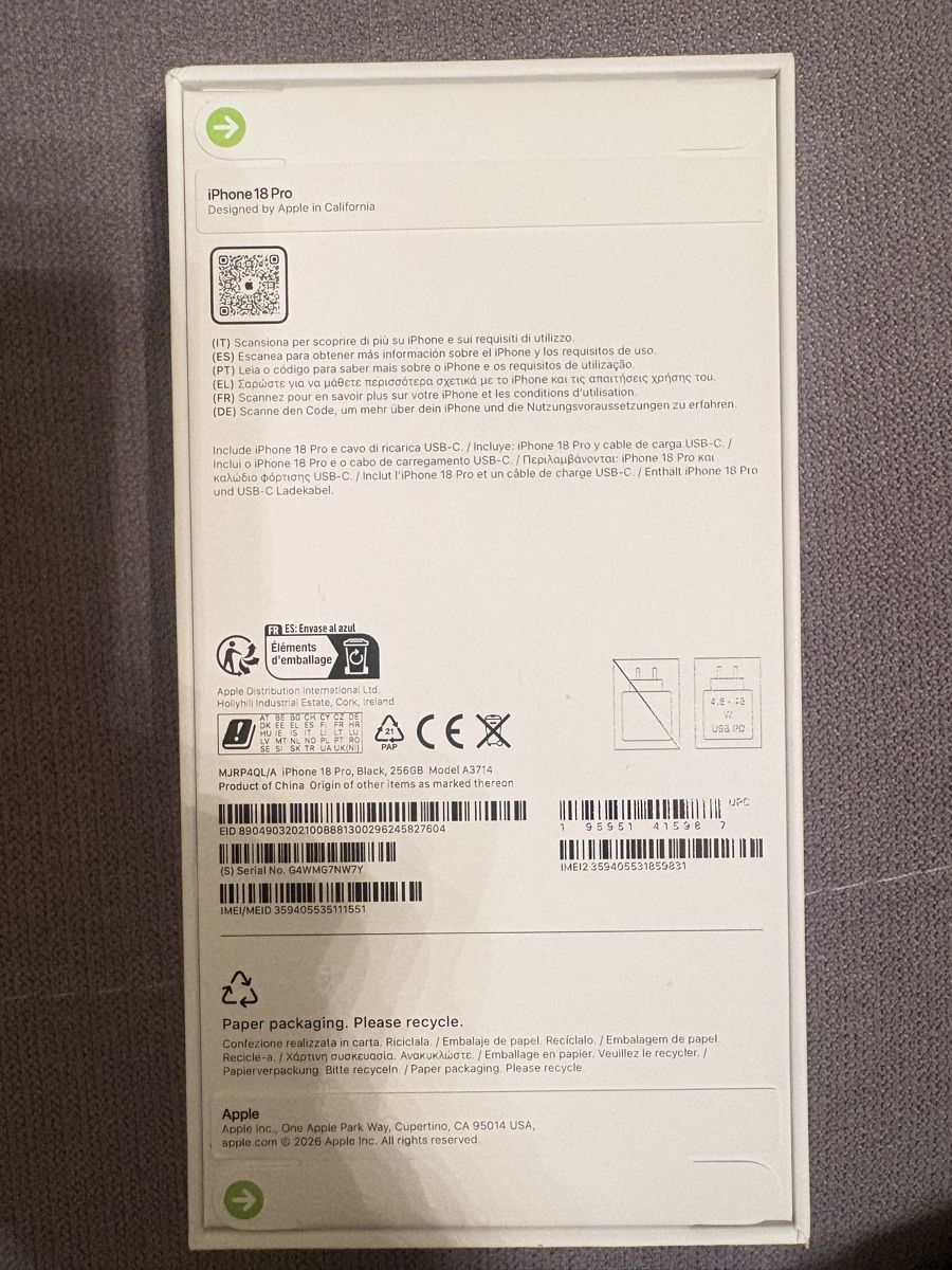 Apple Telefoni cellulari / Smartphones: iPhone 18 Pro Black !!!NEU!!! – Nuovo e nell'imballaggio originale da Kaiseraugst venduto da Kiwi180513