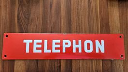 Altes Emailleschild "TELEPHON", rot/weiss, Rarität!
