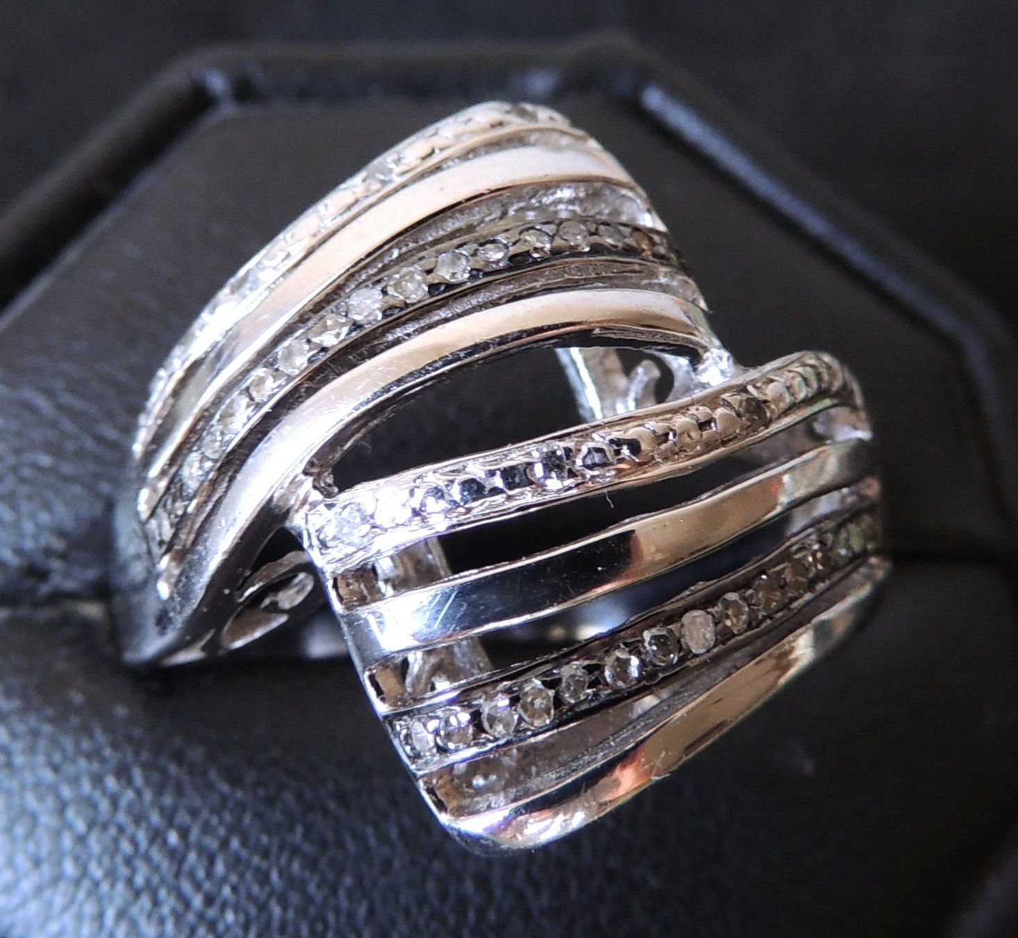 Ringe: Silber 925 Fingerring mit 30 Altschliff Diamanten – Gebraucht aus Waldenburg von schaller707