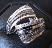 Silber 925 Fingerring mit 30 Altschliff Diamanten