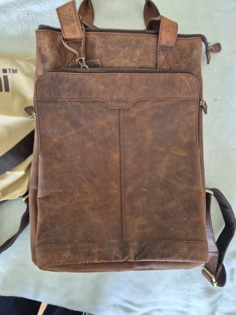 Echte Leder Rucksack, braun, neu