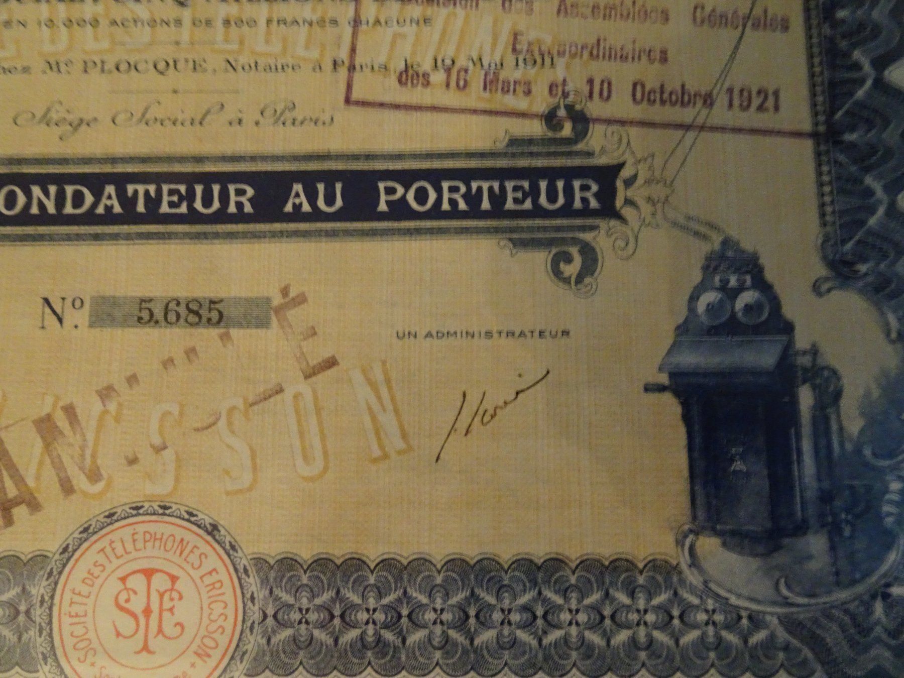Telefoni: Historische Aktie Telefon Ericsson 1911 – Usato da Vitznau venduto da Mina60 4