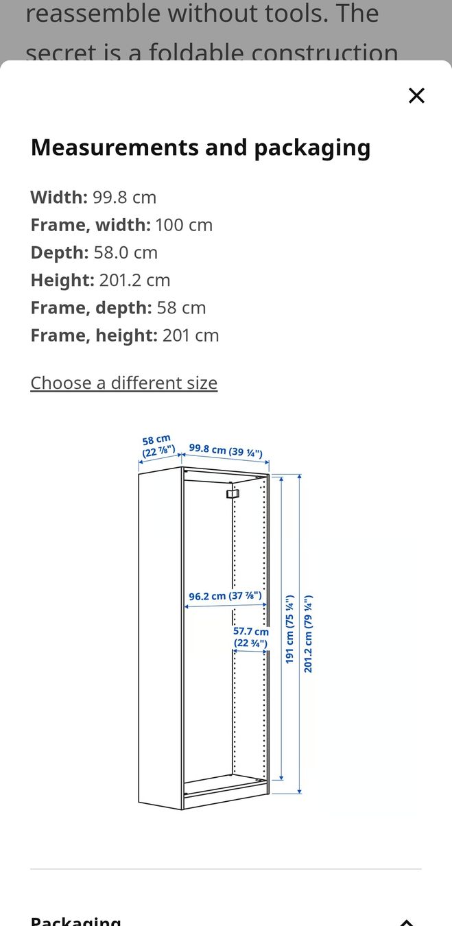 IKEA PAX Schrank, Rahmen. NEU 58x100x201 (Verpackung offen) (Neu und originalverpackt) in Winterthur für CHF 56.8 – nur Abholung auf Ricardo kaufen