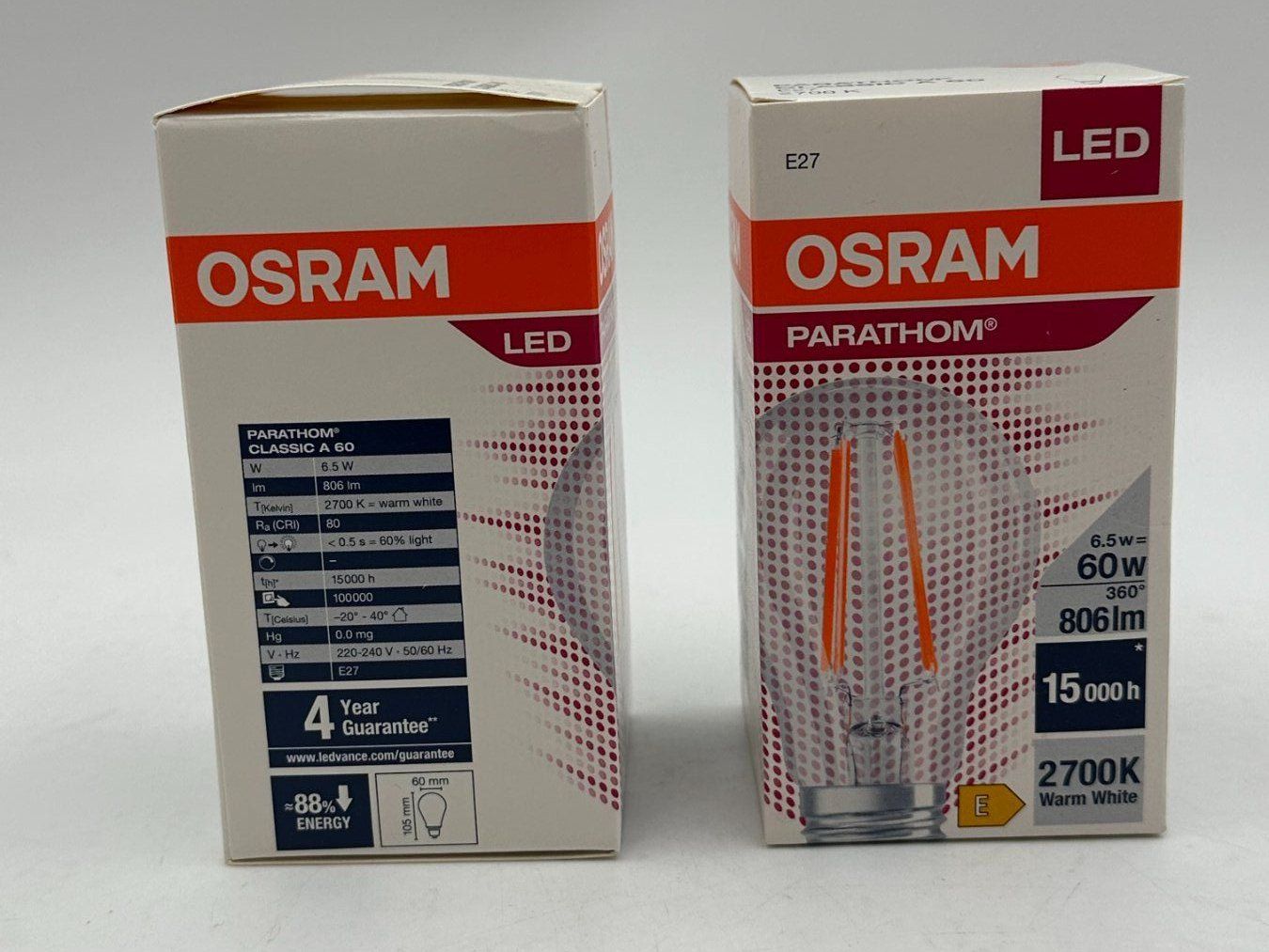 Osram Lampade: 2x OSRAM PARATHOM LED E27 Filament 6.5W 806lm Neu – Usato da Luzern venduto da Lager6640 1