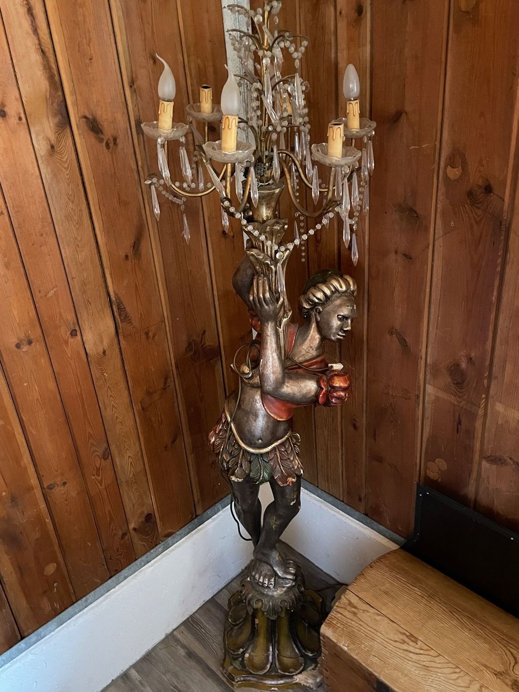 Lampade: Antike grosse Kolonial Stehlampe mit Lüster – Usato da Volketswil venduto da rubin74 4