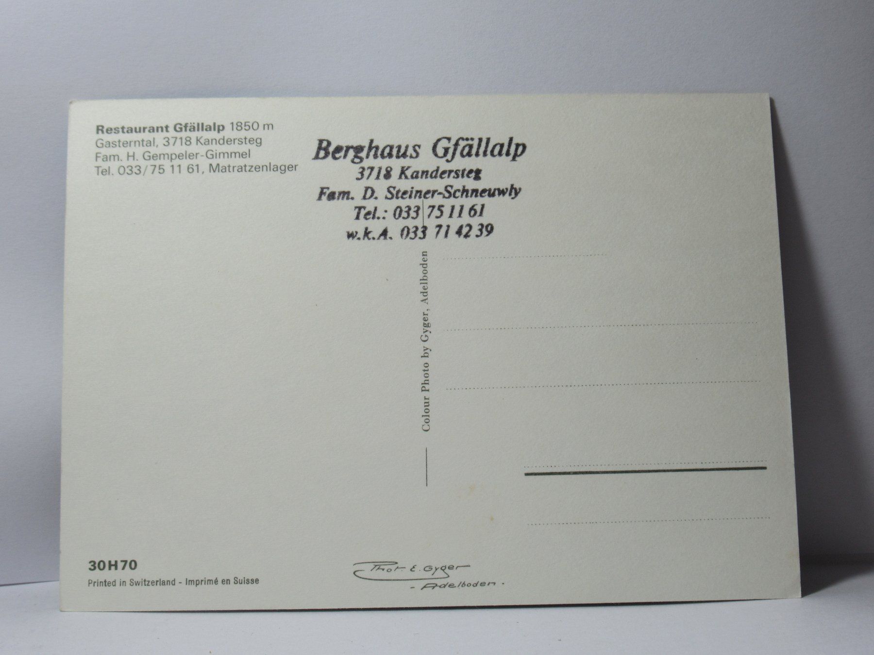 Cartoline postali: Restaurant Gfällalp , Gasterntal – Nuovo (secondo la descrizione) da Grenchen venduto da Bluemchen1900 2