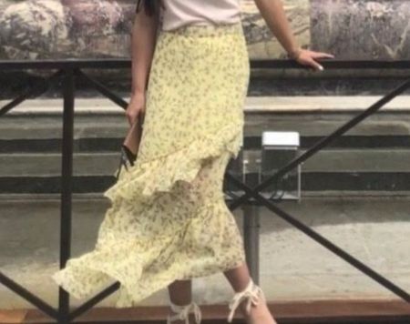 Rock Maxirock Blumen Hippie Gr S H&M Sommer Boho Ibiza Flora